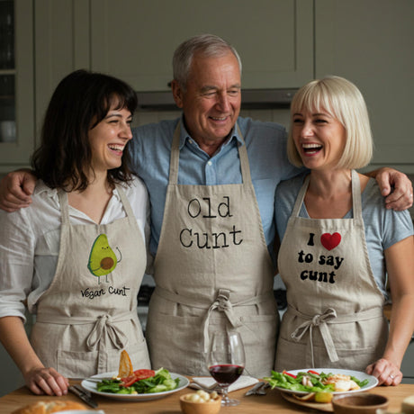 A full collection of cunt aprons – rude, funny, and perfect for kitchen chaos or outdoor grilling.