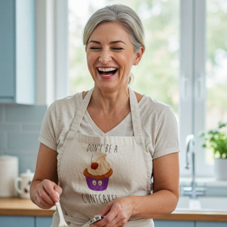Funny birthday cunt aprons for her – rude and cheeky kitchen gifts for women who love a laugh.