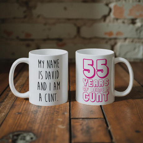 Customisable personalised cunt mugs – add a name or age or start from scratch with your pwn design.