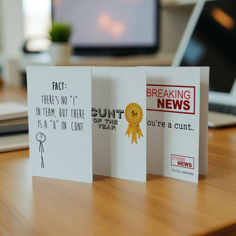 Rude workplace cunt cards – perfect for colleagues who don’t take things too seriously.