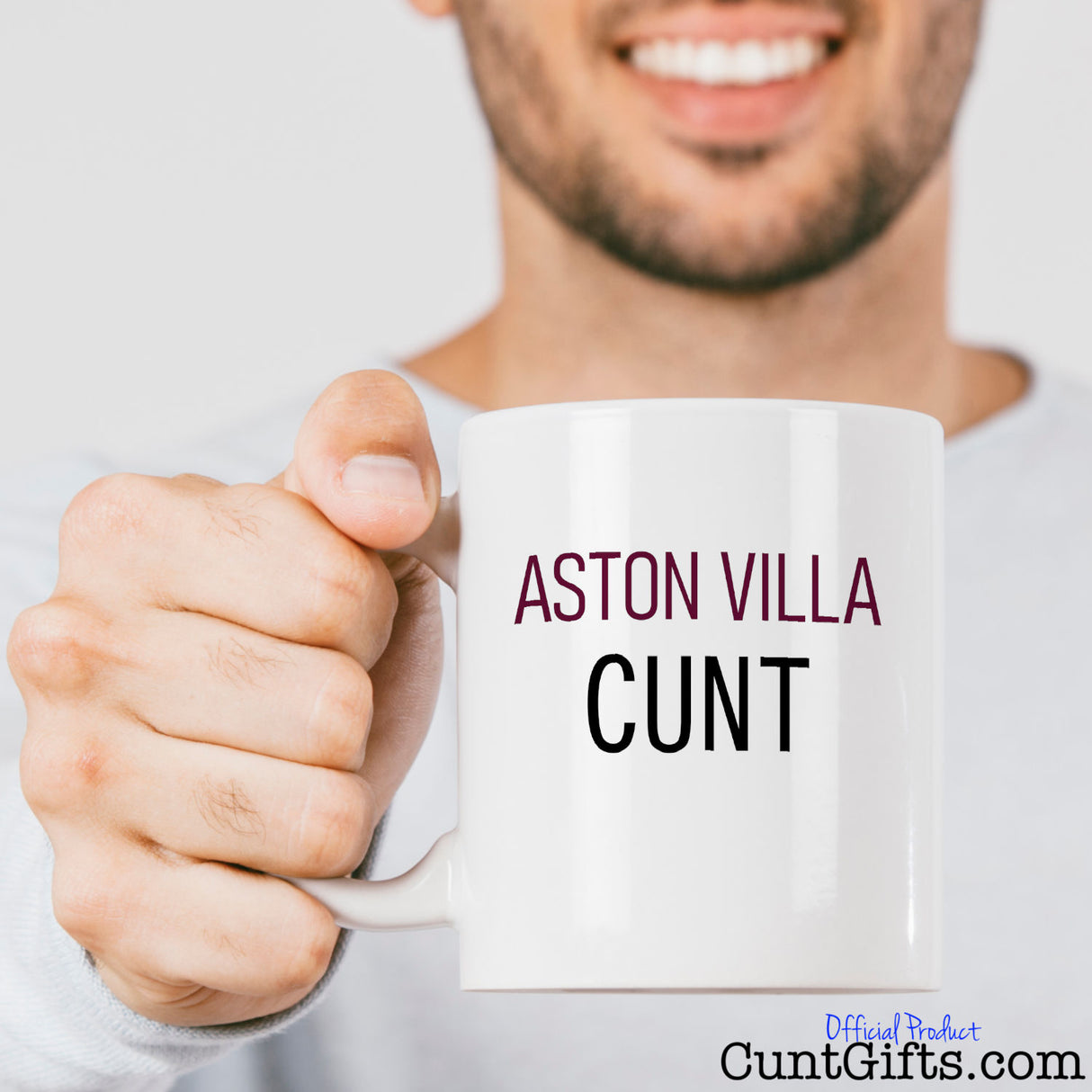 Aston Villa Cunt  Mug held out by man with beard
