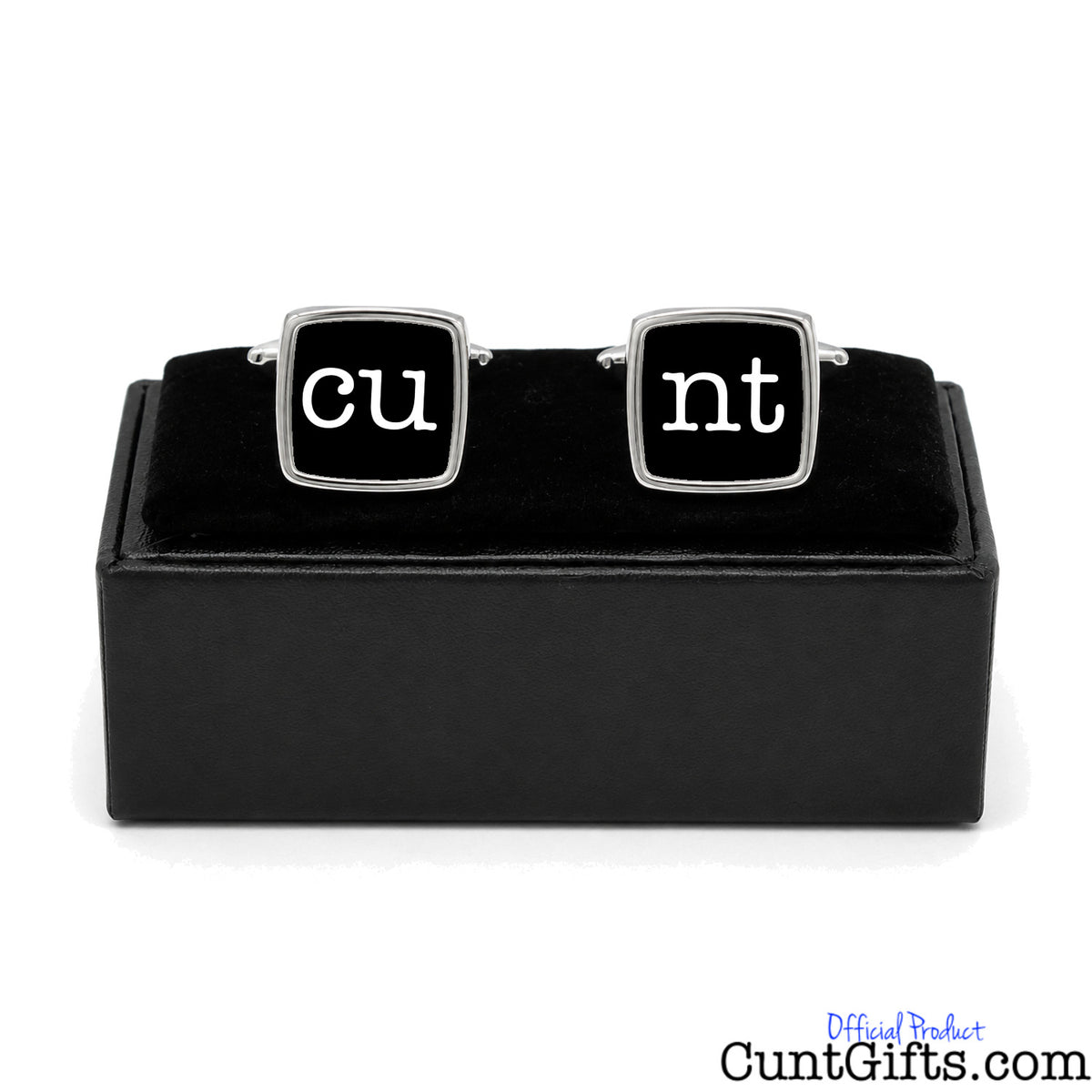 Cunt Cufflinks - CU and NT black design in presentation gift box.