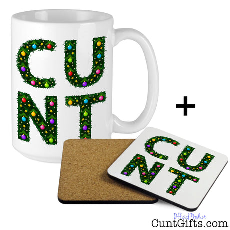 C U N T Christmas - Cunt Mug and Drink Coaster
