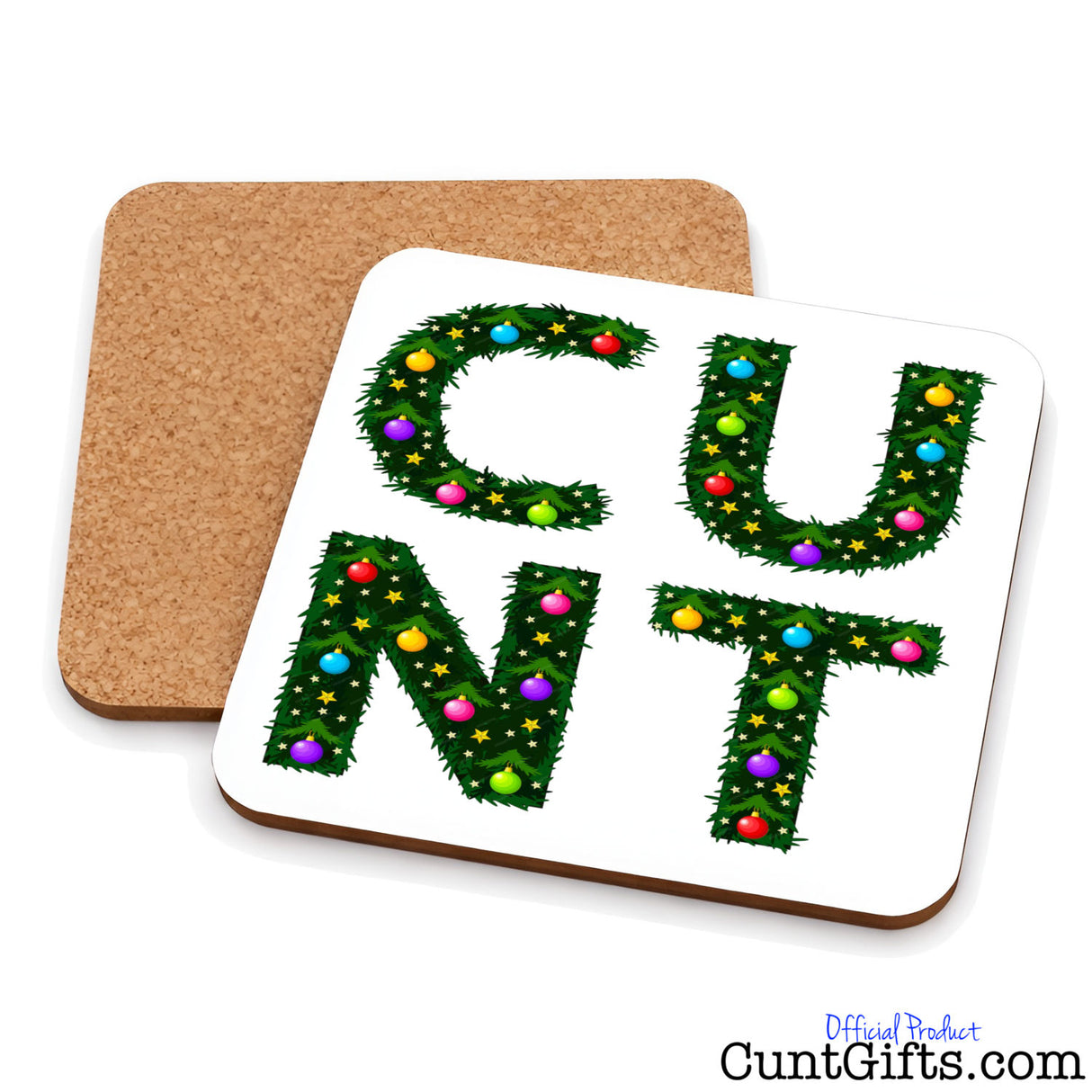 C U N T Christmas - Drink Coaster showing both sides
