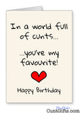 In a World Full of Cunts You're My Favourite - Birthday Card