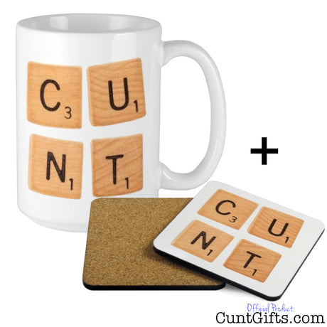 Scrabble Cunt Mug and drink coaster