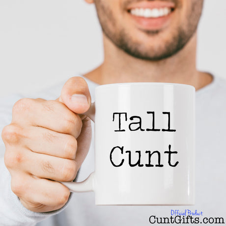 Tall Cunt Mug - held by bearded man