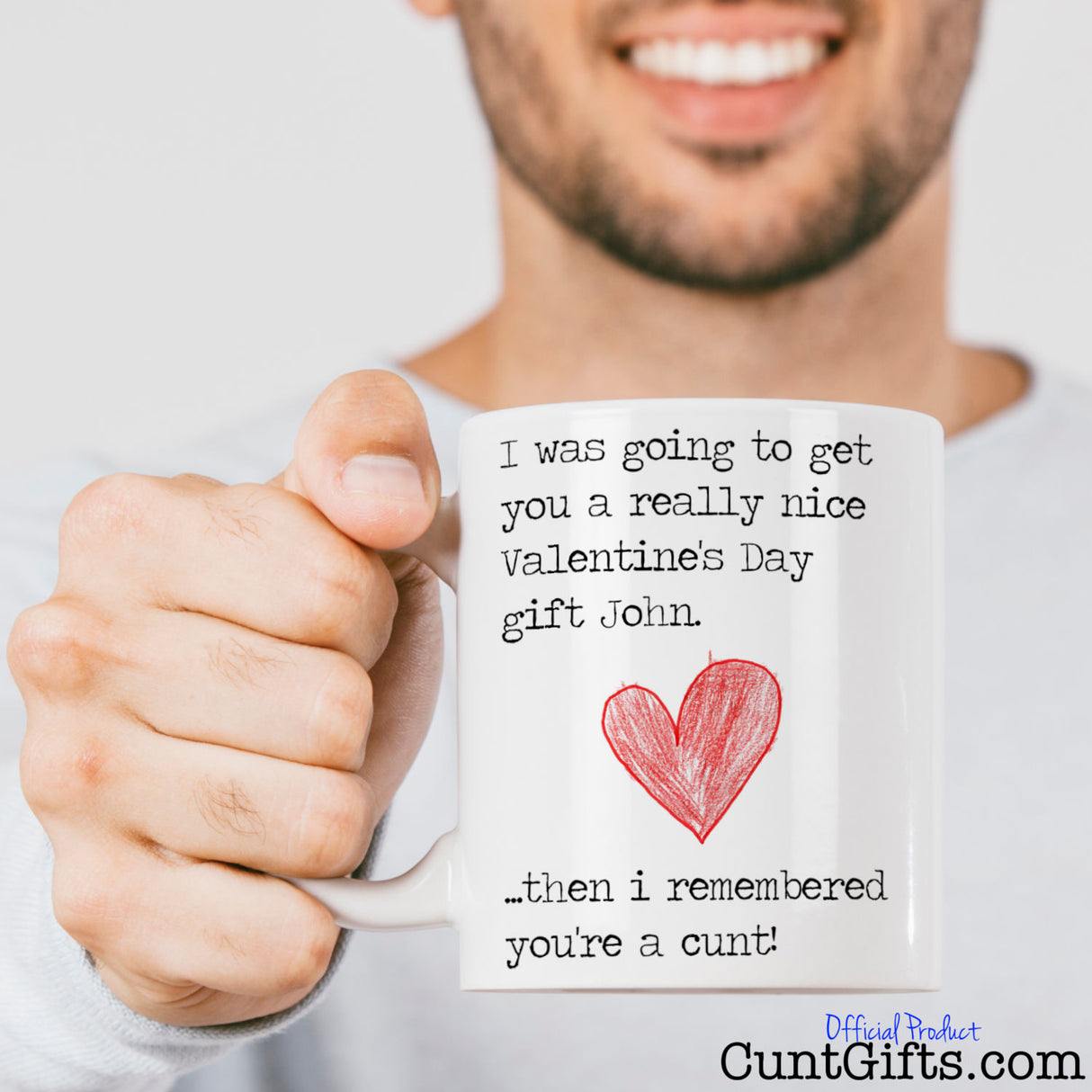 Then I remembered you're a cunt - Personalised Valentine's Mug and man