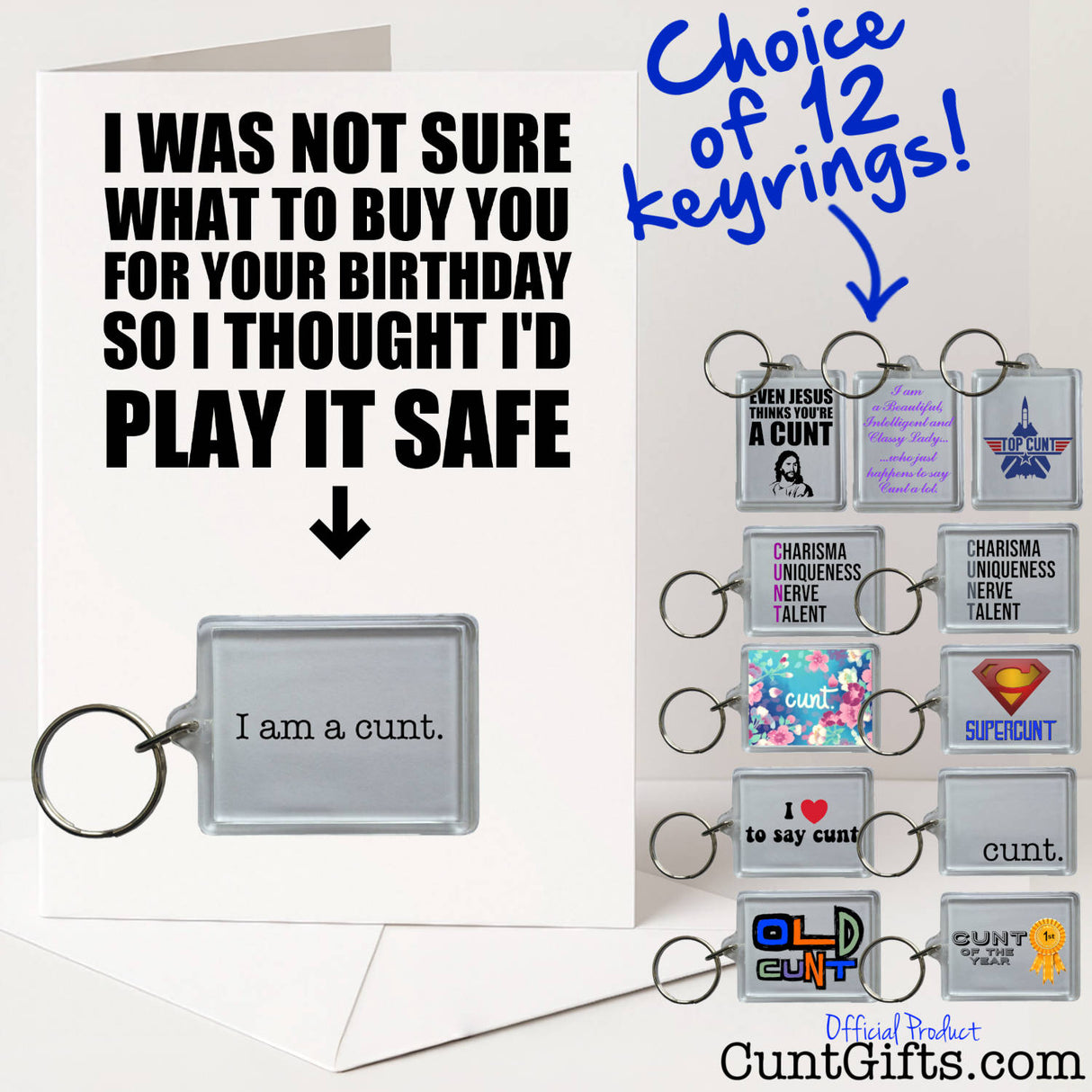 Birthday Cunt Card & Keyring - 12 Options