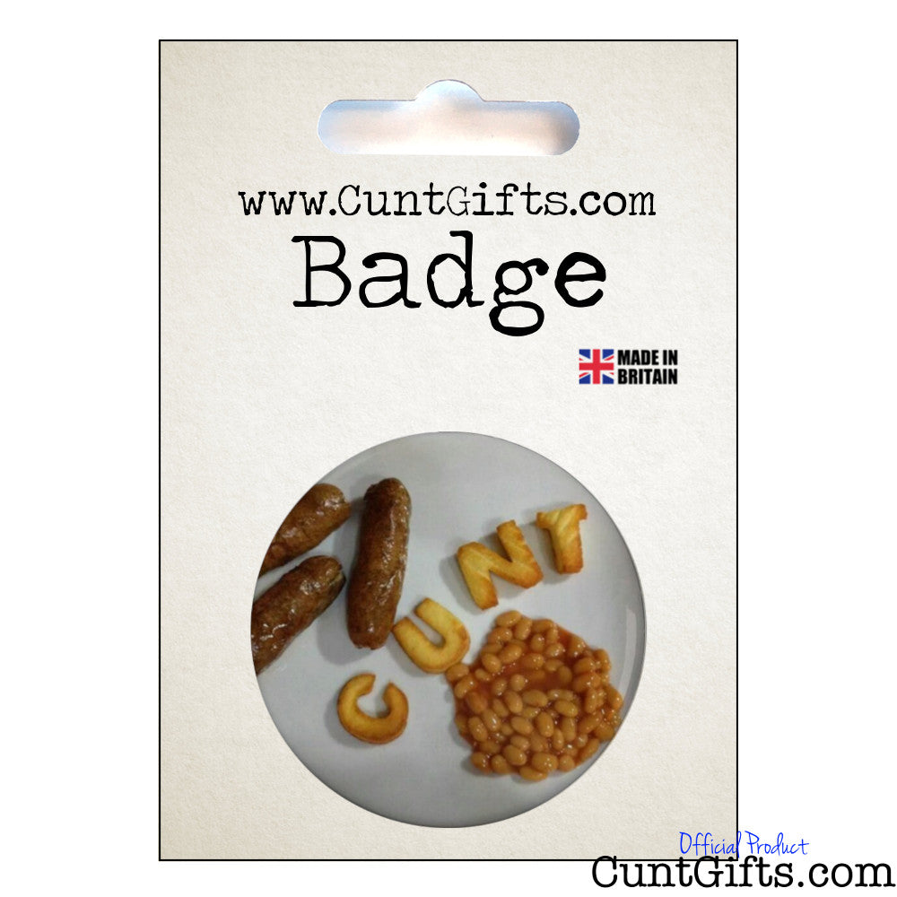 Breakfast Cunt Badge in Packaging