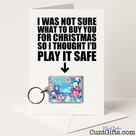 Funny Christmas card and keyring combo with "Flower Cunt" keyring – cheeky and festive from Cunt Gifts