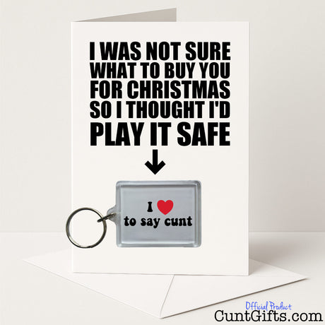 Funny Christmas card and keyring combo with "I Love to Say Cunt" keyring – sweary and cheeky from Cunt Gifts