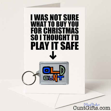 Funny Christmas card and keyring combo with "Old Cunt" keyring – rude and festive from Cunt Gifts