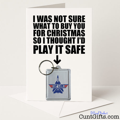 Funny Christmas card and keyring combo with "Top Cunt" keyring – bold and festive from Cunt Gifts