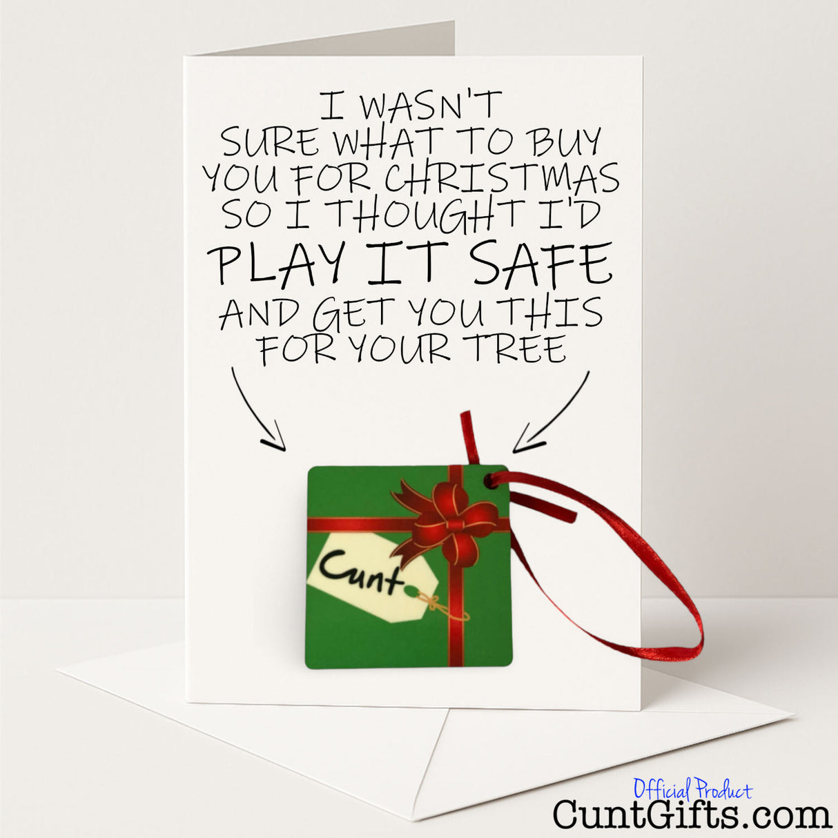 Cunt Christmas Present Tree Bauble Decoration and Card Combo