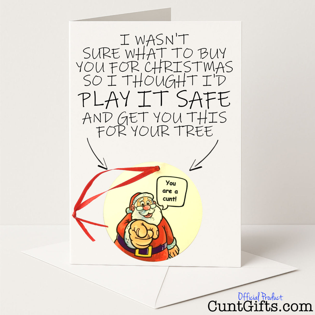 Cunt Christmas Santa Tree Bauble Decoration and Card Combo