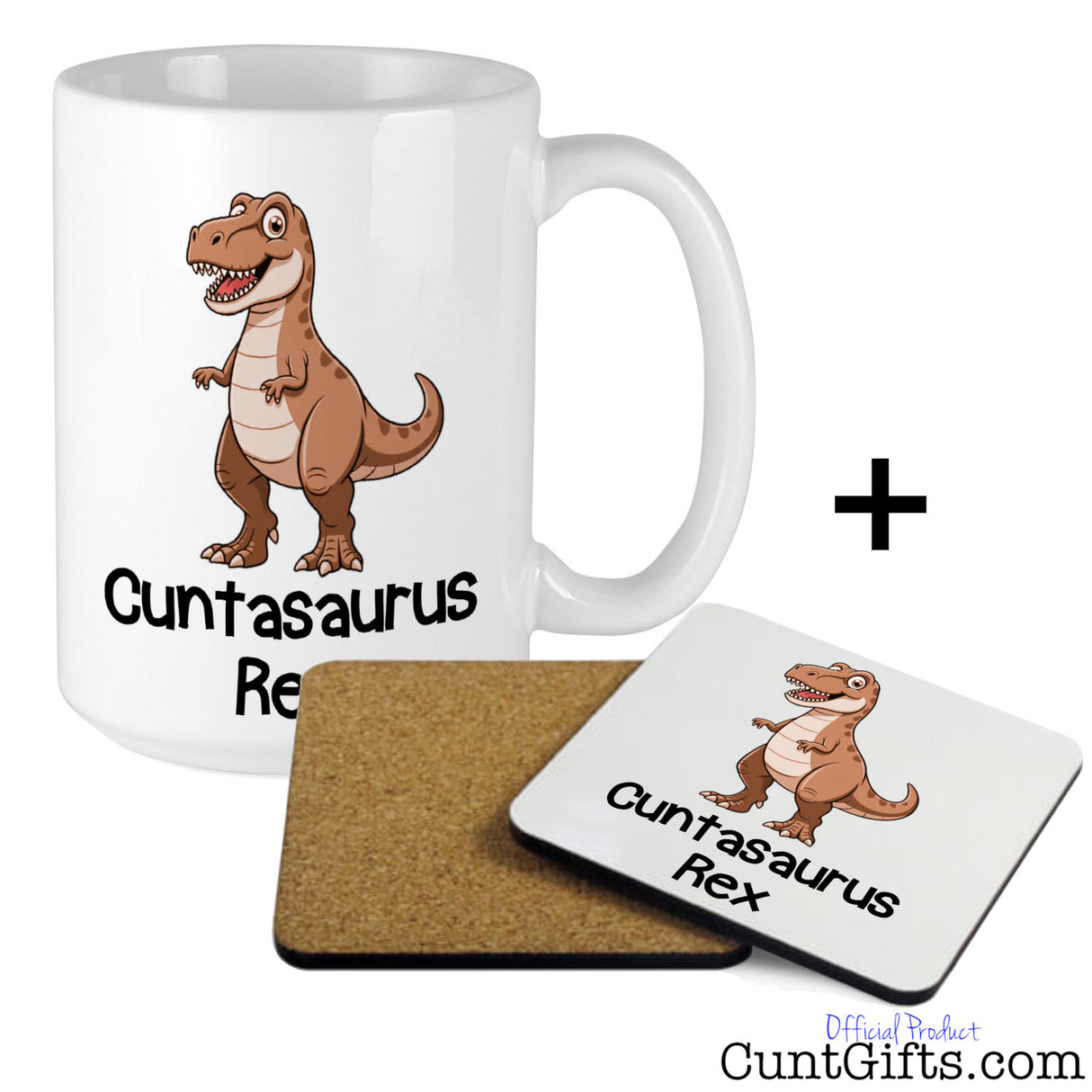 Cuntasaurus Rex Mug and drink coaster set