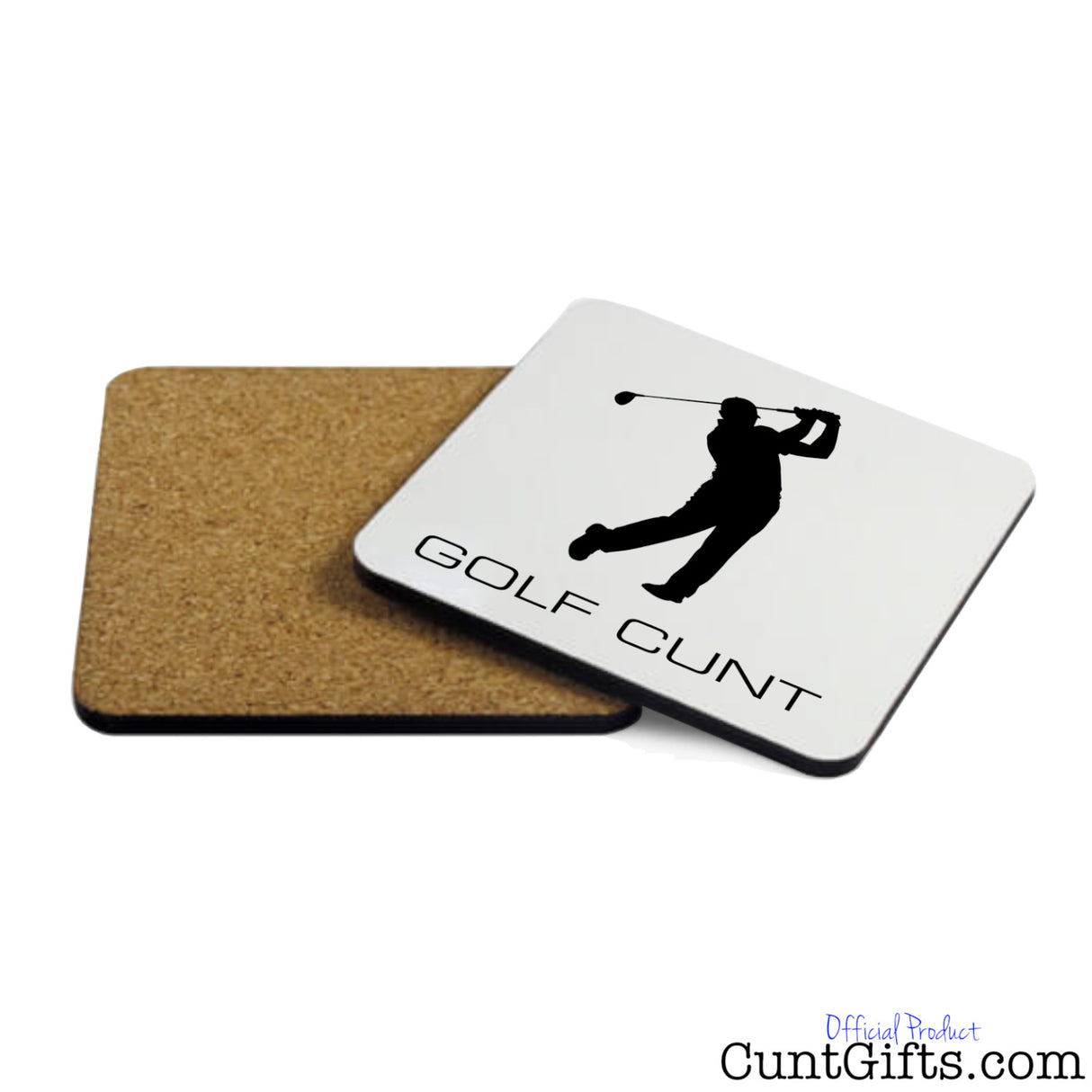 Golf Cunt Cork Backed Drink Coaster