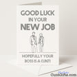 Cheeky leaving card that says "Hopefully Your New Boss Is a Cunt" – the perfect rude send-off for someone starting a new job, from Cunt Gifts