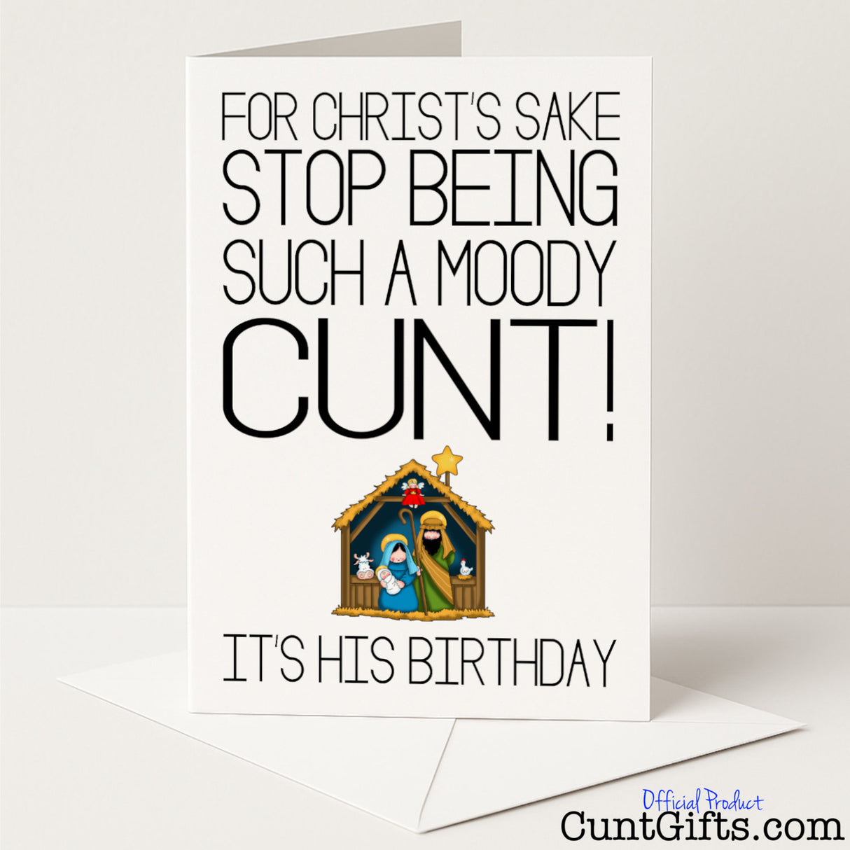 Funny "Stop Being a Moody Cunt" Christmas card for a cheeky, no-nonsense festive greeting — from Cunt Gifts