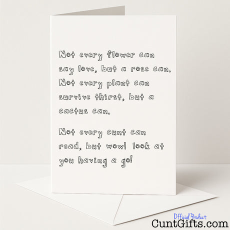 Cheeky greetings card that says "Wow Look at You Read Cunt" – perfect for any occasion that needs a rude little boost, from Cunt Gifts