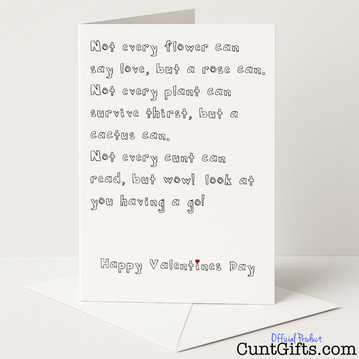 Hilarious Valentine’s card that says "Wow Look at You Read Cunt" – cheeky, sweary, and perfect for your filthy valentine, from Cunt Gifts