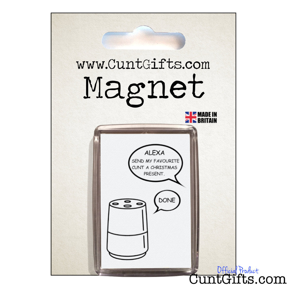 Alexa Cunt Christmas Magnet on Card