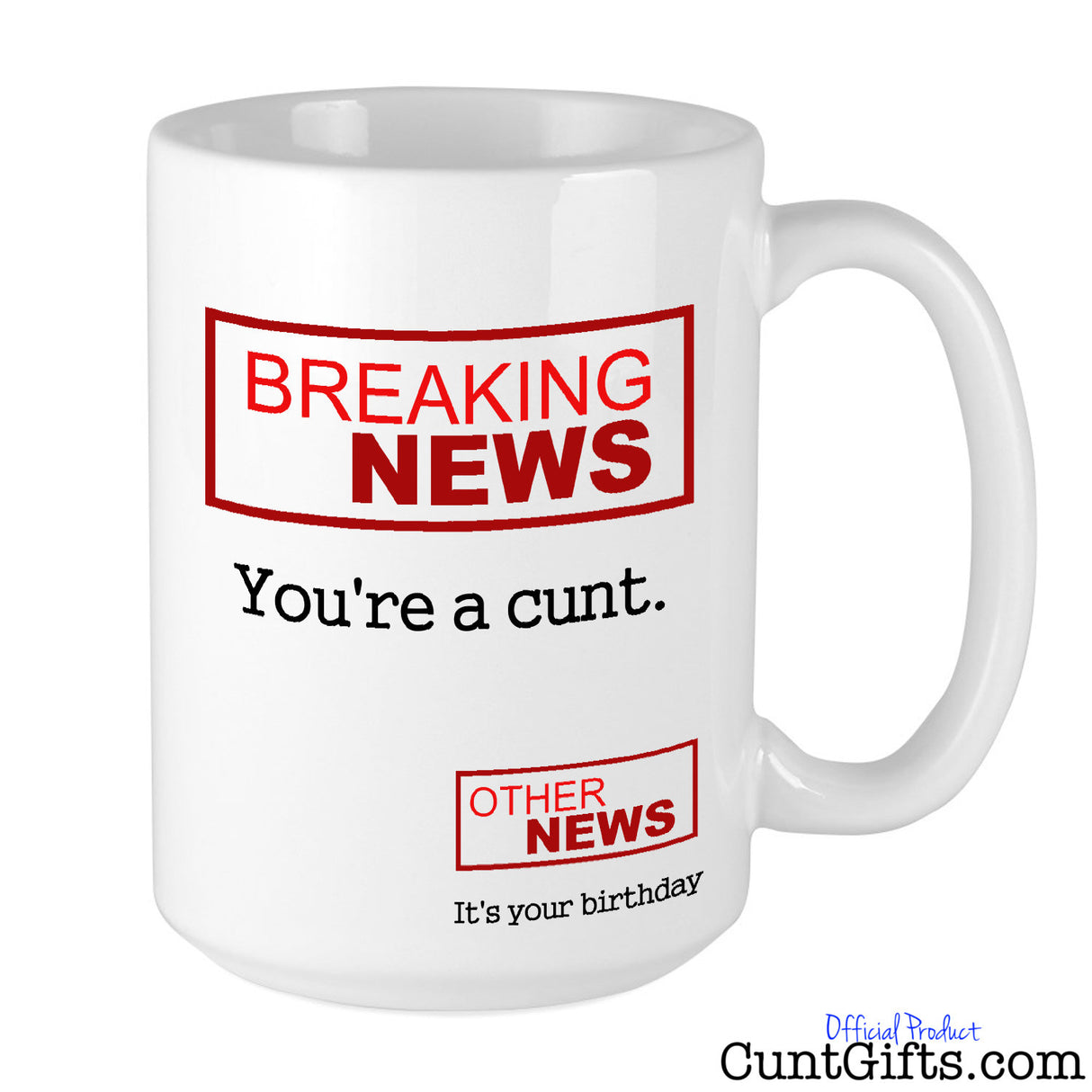 Breaking News You're a Cunt - Birthday Mug
