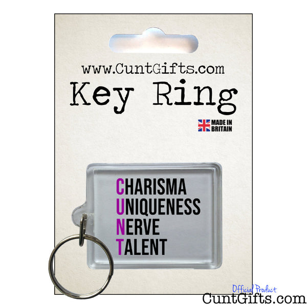 Charisma Uniqueness Nerve and Talent - Keyring Purple in Packaging