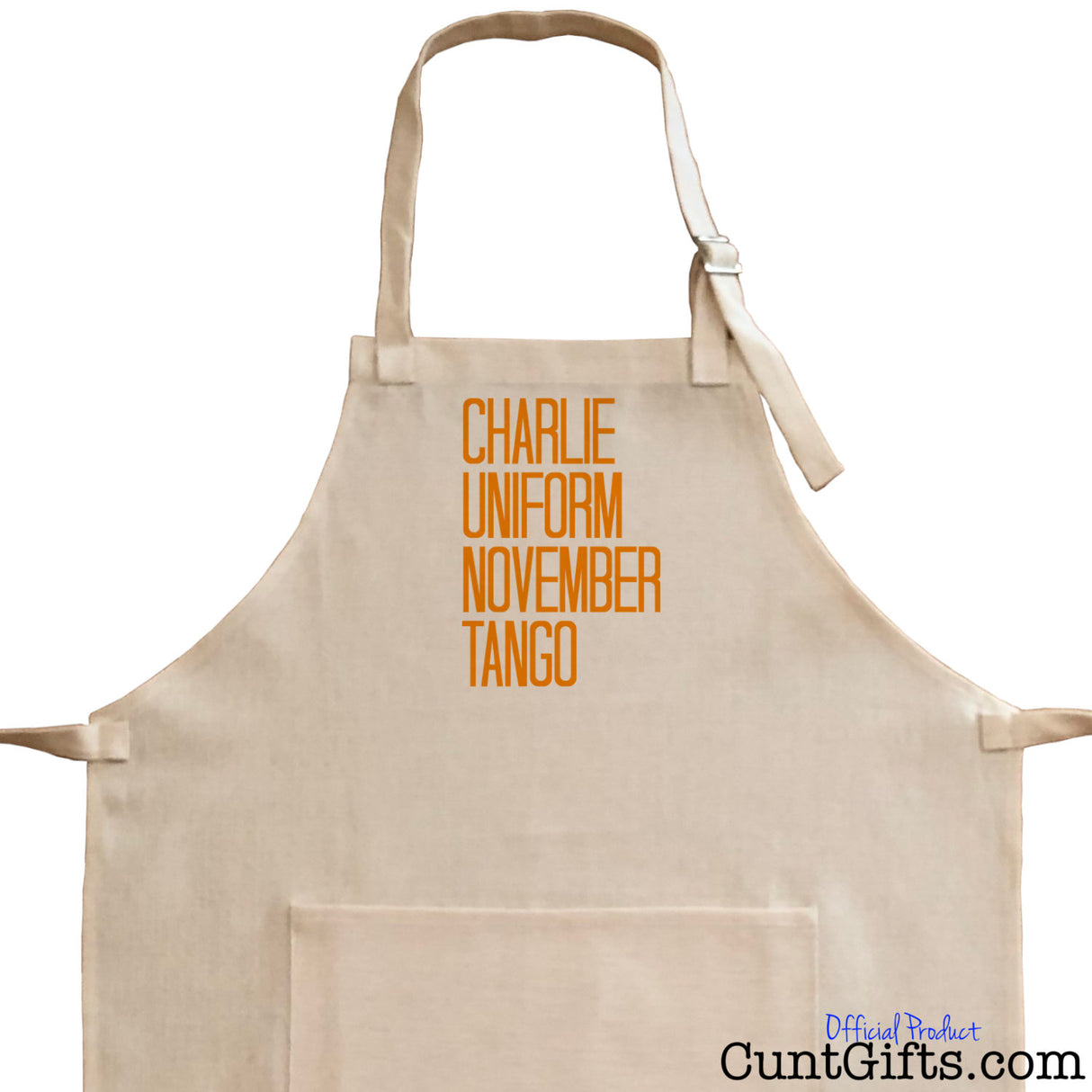 Charlie Uniform November Tango - Apron in Orange