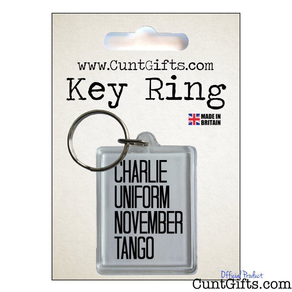 Charlie Uniform November Tango - Keyring in Packaging