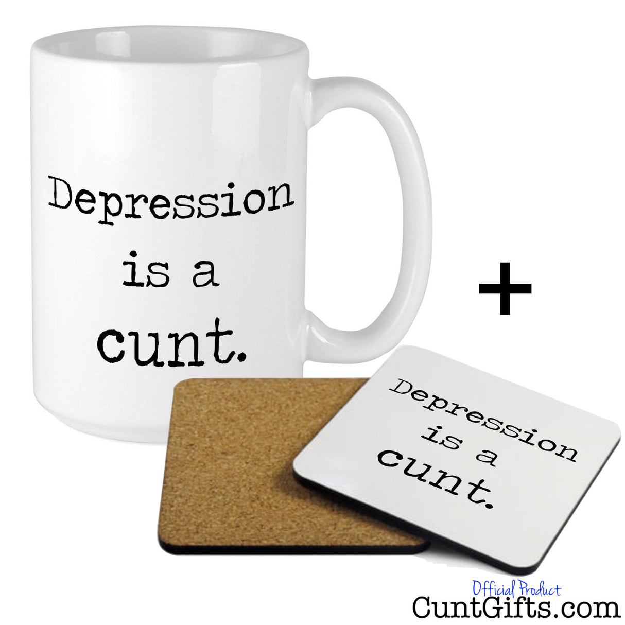 Depression is a cunt - Mug and Drinks Coaster