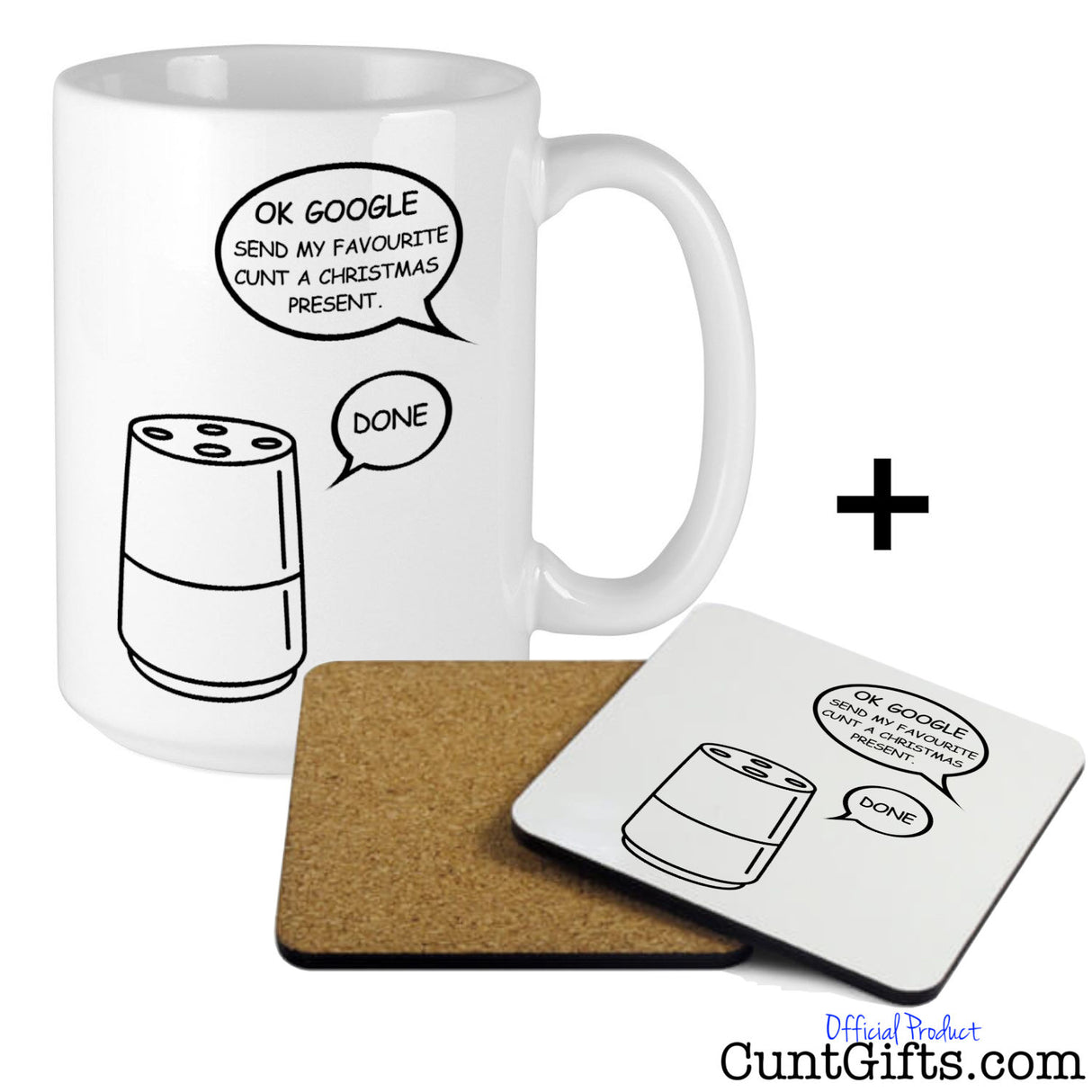 Google Cunt Christmas Mug and Drinks Coaster
