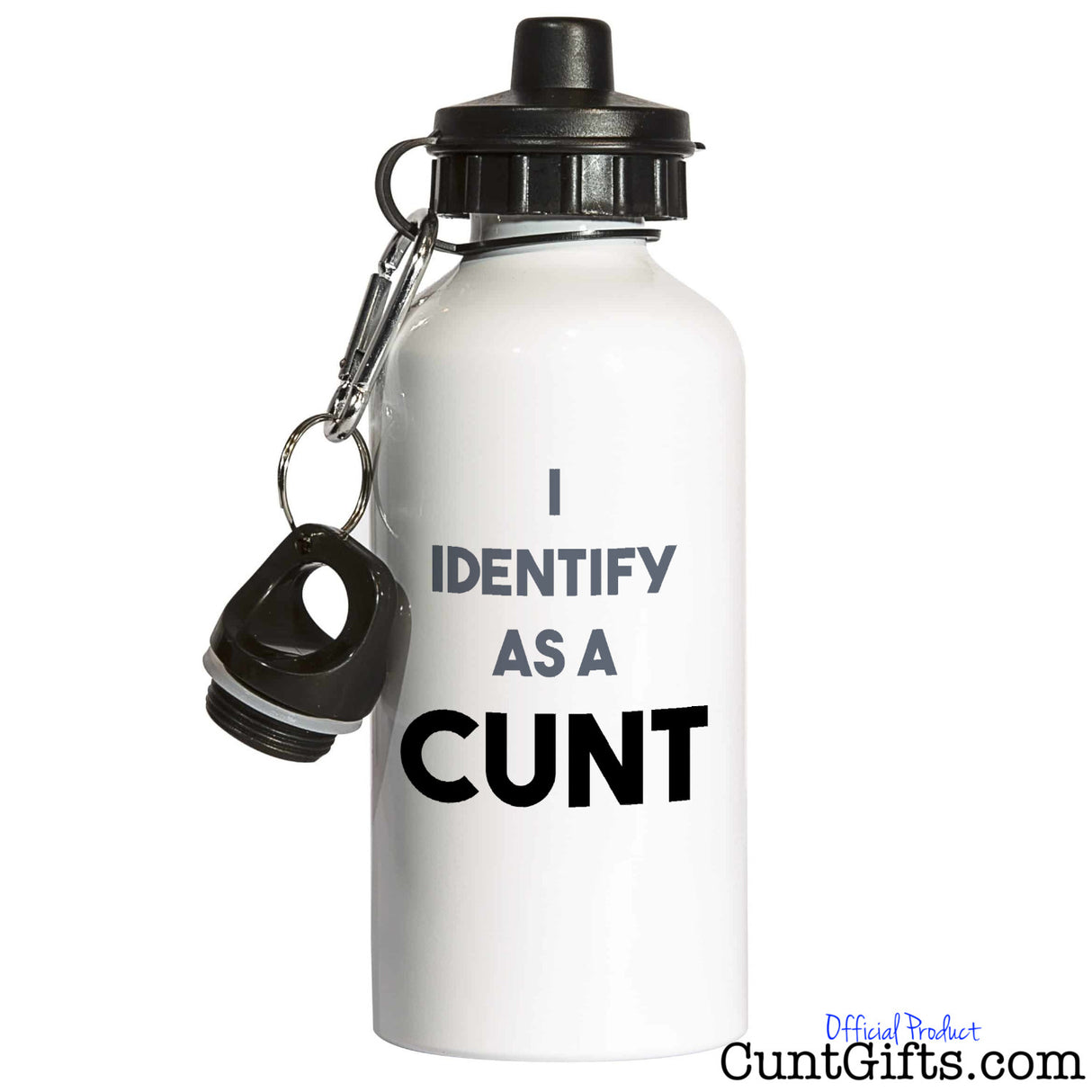 I Identify as a cunt - Water Bottle in white