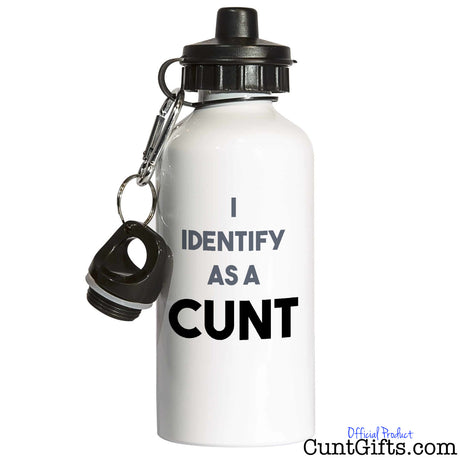 I Identify as a cunt - Water Bottle in white