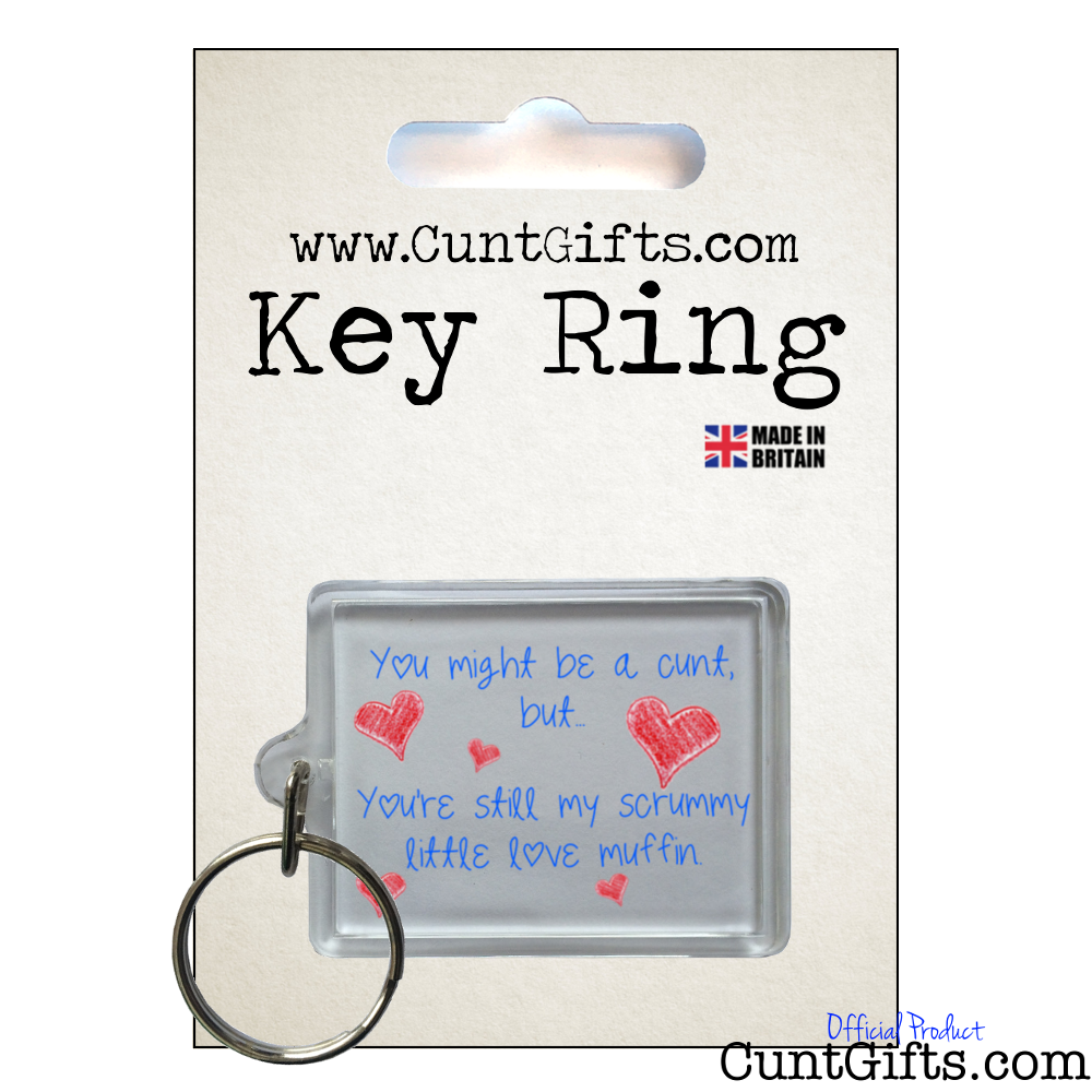 Scrummy Love Muffin Cunt - Key Ring in packaging