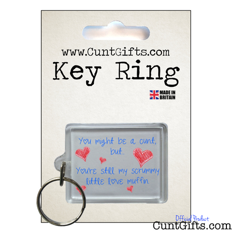 Scrummy Love Muffin Cunt - Key Ring in packaging