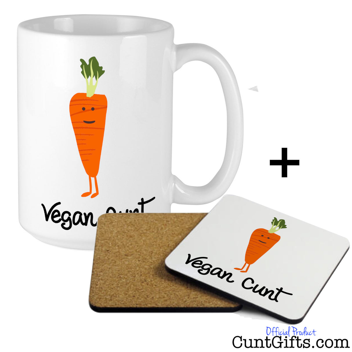 Vegan Cunt - Mug and Coaster - Carrot