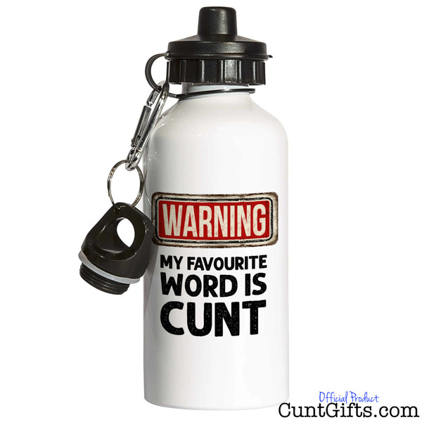Warning my favourite word is cunt - Water Bottle - White