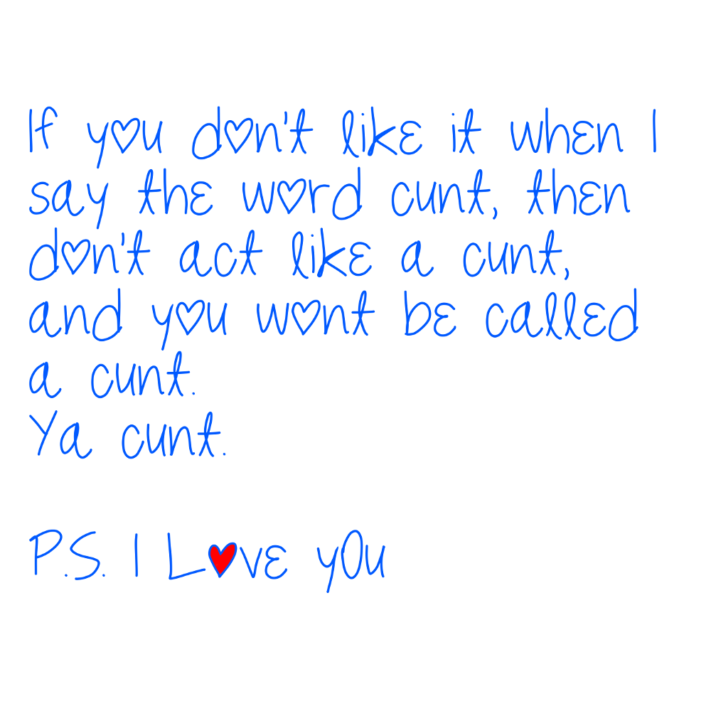 "If you don't like it when I say the word cunt" - Mug Design