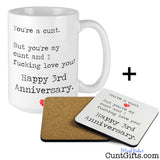You're my cunt - Anniversary Mug and Drinks Coaster