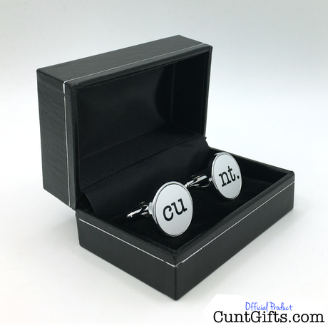 "cu" "nt." - cunt Cufflinks in White