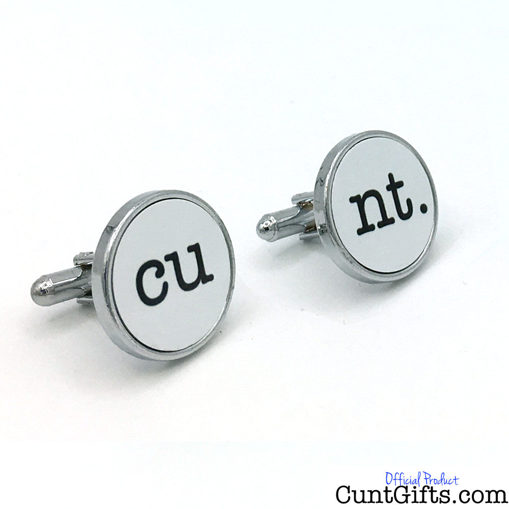 Cunt Cufflinks - White Round CU NT