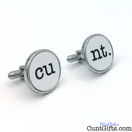 "cu" "nt." - cunt Cufflinks in White no box