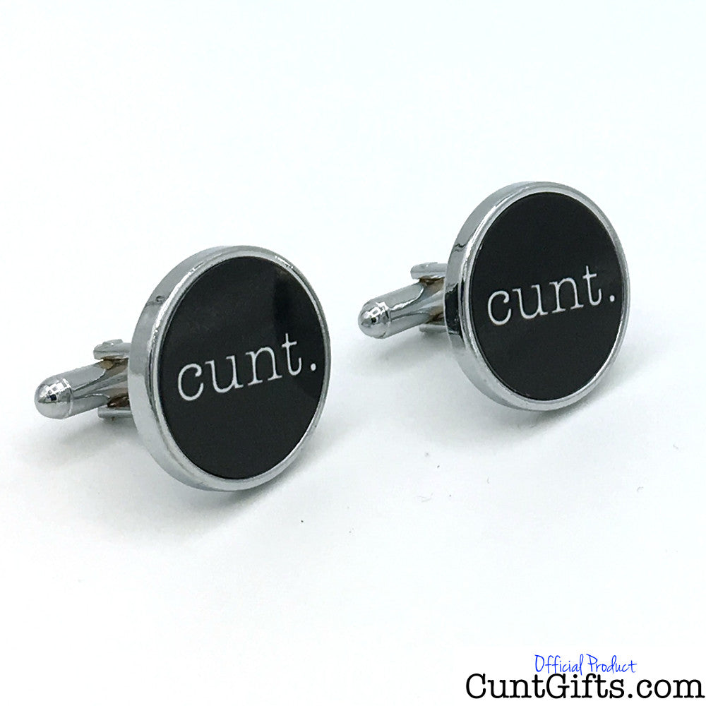 Cunt Cufflinks - Black Round cunt