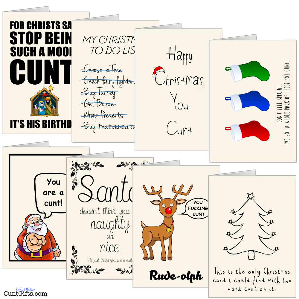 ALL NEW! CUNT CHRISTMAS CARDS MULTI-PACK - SAVE £8!!