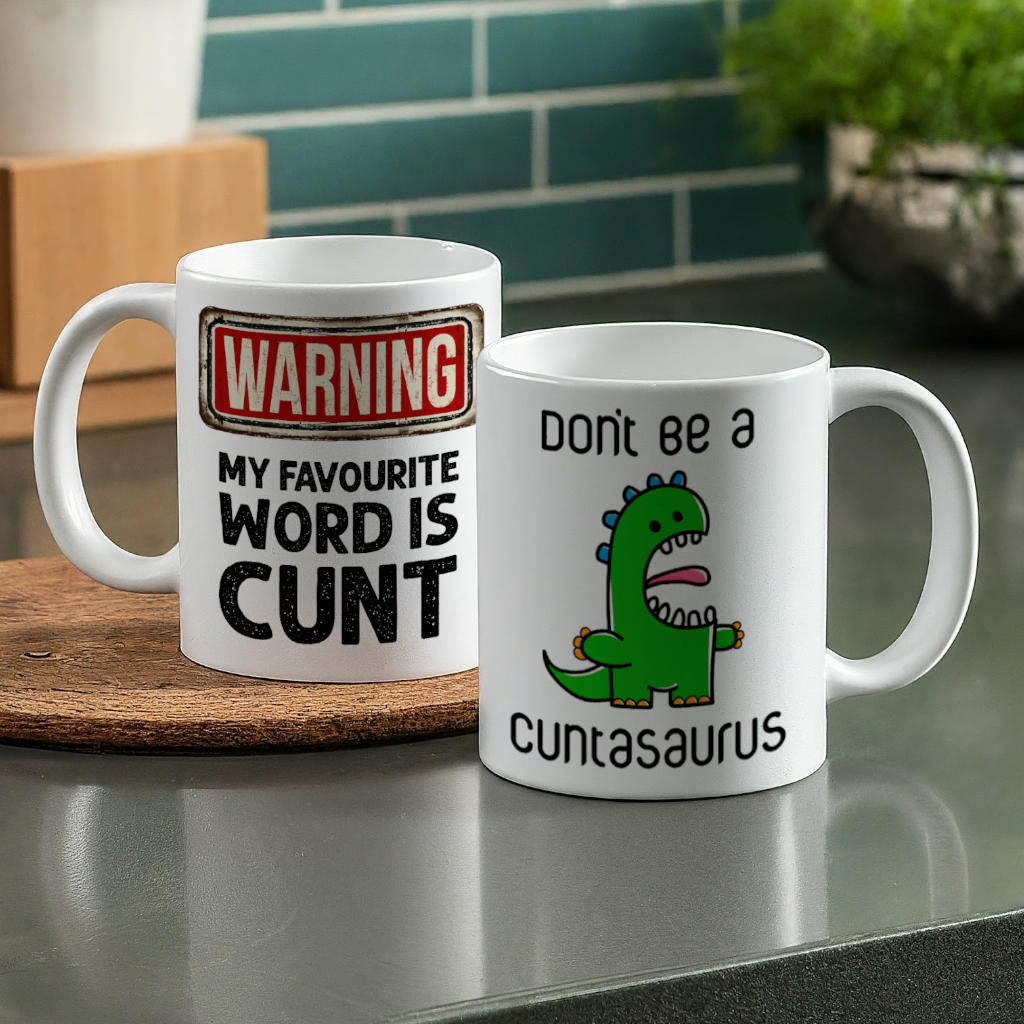 A mix of funny cunt mugs for any occasion – the ultimate rude mug collection.