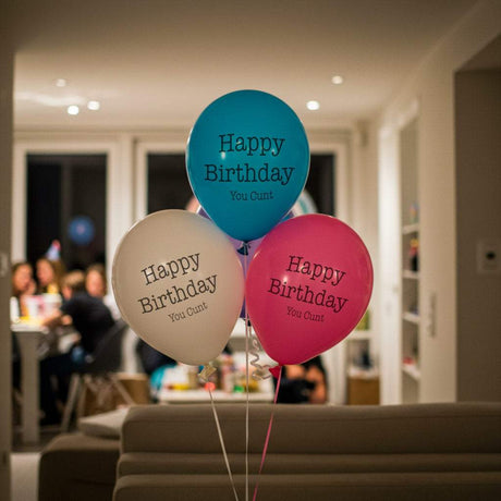 Cunt Balloon Collection featuring a choice of three colours.