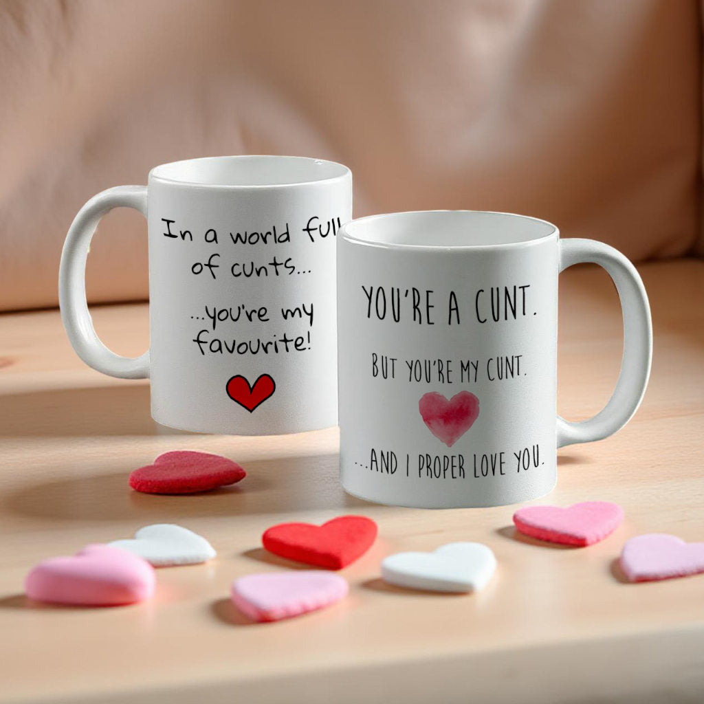 Cheeky love cunt mugs – romantic, rude, and full of banter, perfect for couples.