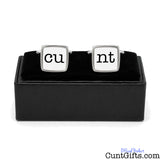 Cunt Cufflinks - CU and NT white design in presentation gift box. 